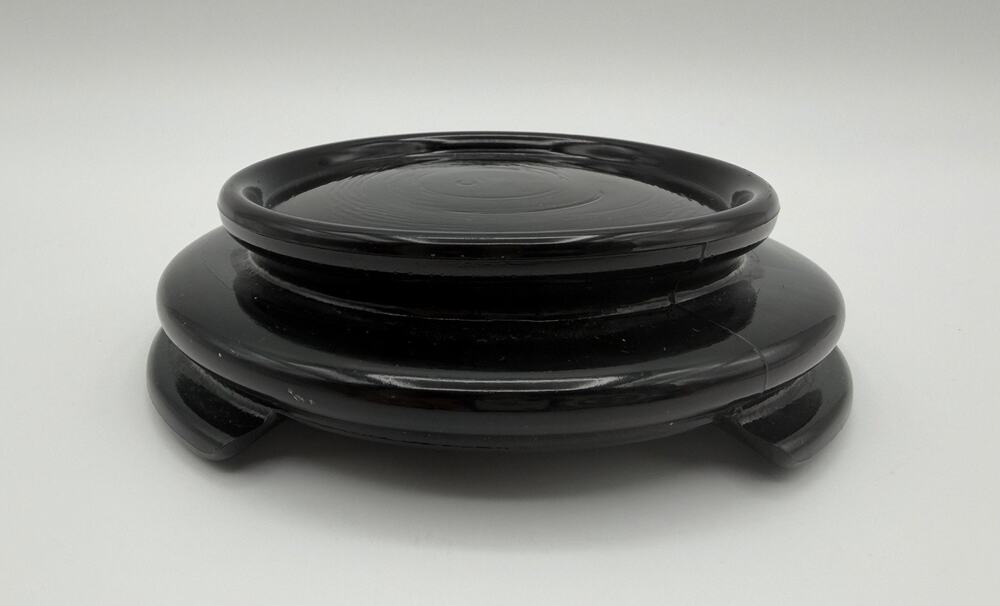 Art Deco Black Amethyst Glass Chinese Style Display Stand Base for a Vase VNTG